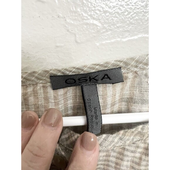 Oska OSFA Linen Shift Dress Maxi Lagenlook Patchwork Gray OS $475 Originally - Picture 3 of 9